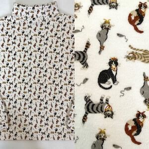 Northern Isles Cat Print Turtleneck Women's M 100%  Cotton Royal Cat & Mouse
